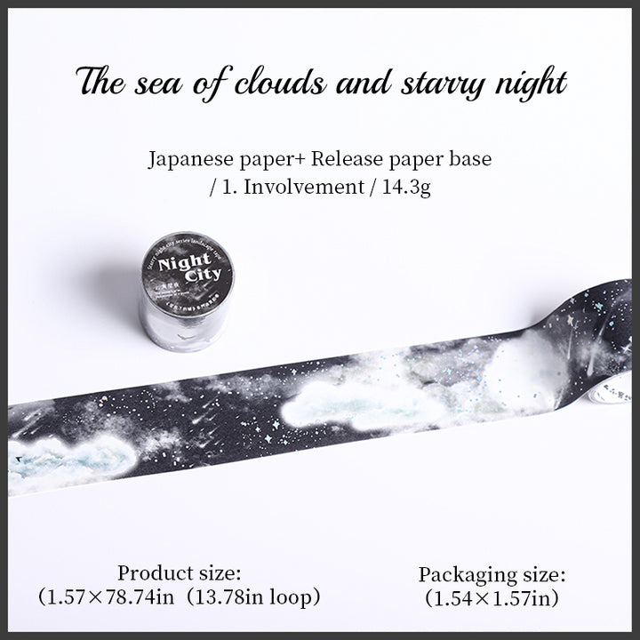 Ninght City Cloudy Starry Night Washi Tape