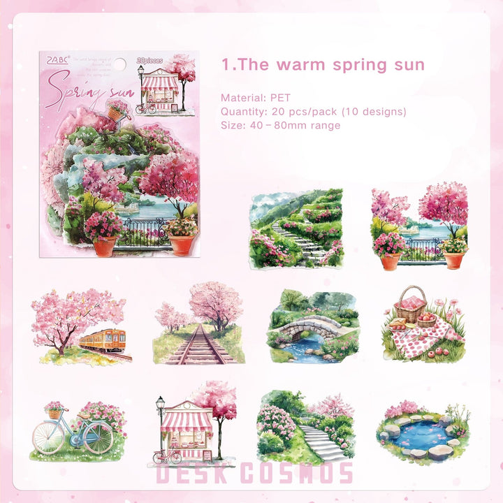 Four Seasons String Song PET Stickers Collage Ready Scrap Art Supply