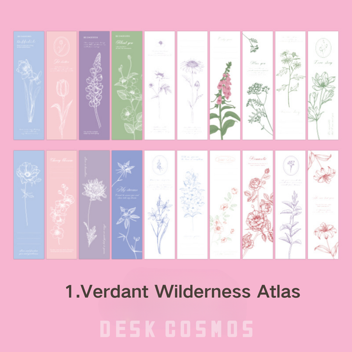 Romantic Blossom Green Wilderness Atlas Embossed Floral Bookmarks