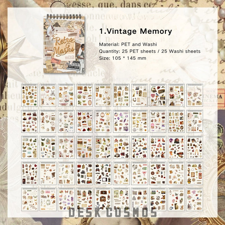 Classical Codex Old Memories Vintage PET and Washi Stickers