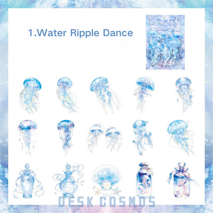 Ocean Waltz Series Water Dance Jellyfish Stickers Elegant Ocean Art