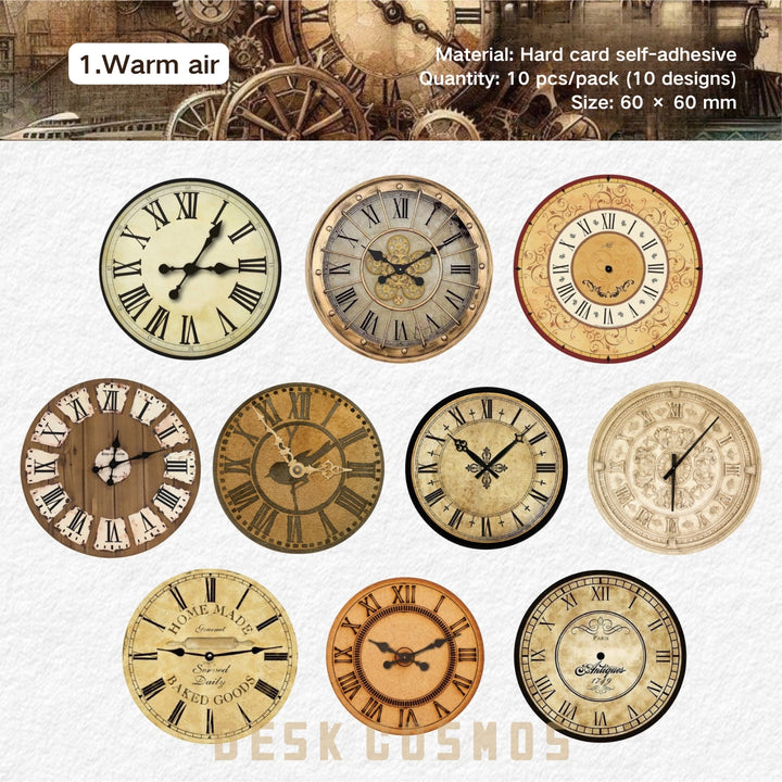 Vintage Art Clock Journal Stickers - Desk Cosmos