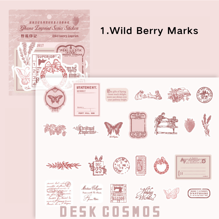 Ghana Imprint Series Wildberry Imprint Retro Stamps Stickers