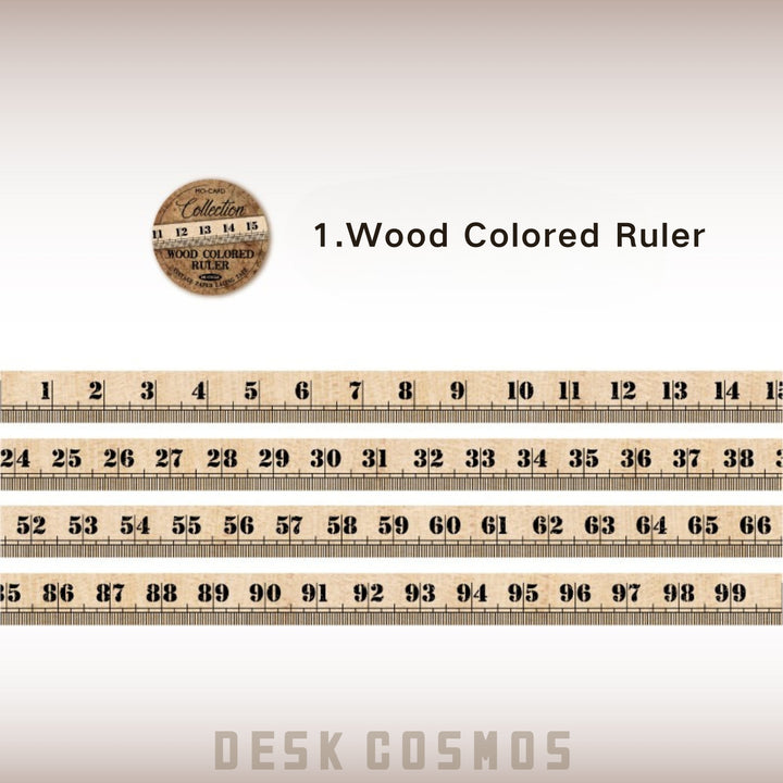 Tape Measure Collection Wood Colored Ruler Retro Washi Tape