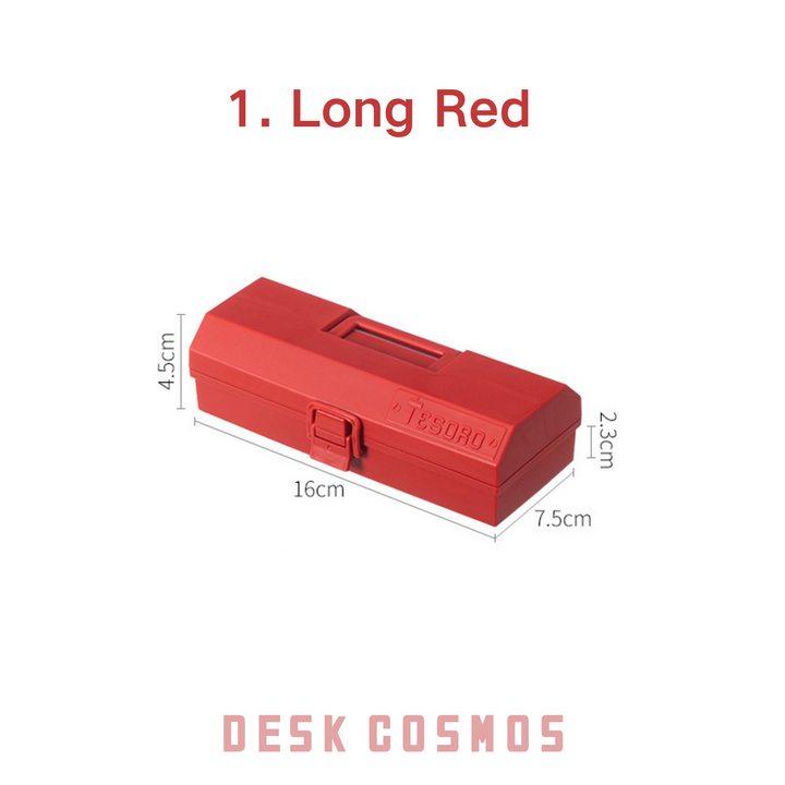 Tesoro Series Long Red Multifunctional Tool Box Retro Style