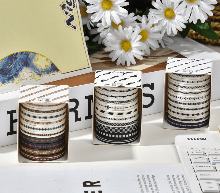 10 Roll Rainbow Series Decorative Tape Textured Style