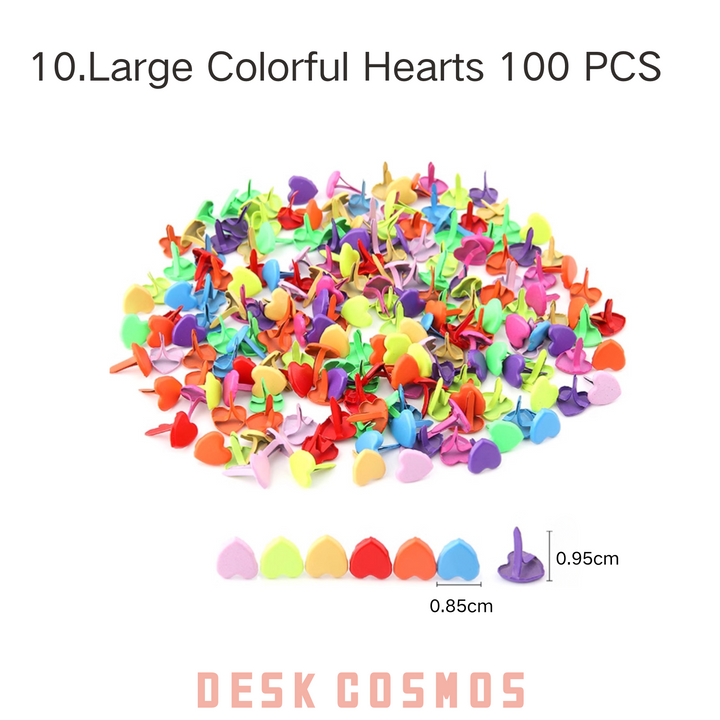 Large Heart-shaped Colorful Two-pronged Pins for Romantic Crafts and Journals