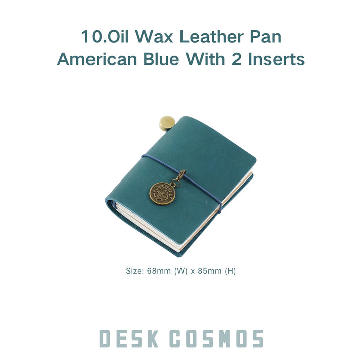 Oil Wax Leather Mini Planner Pan American Blue