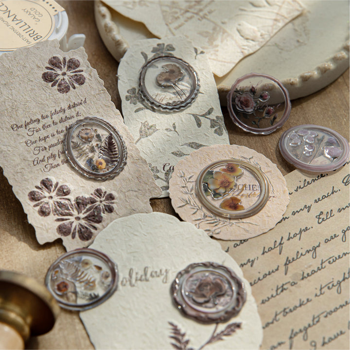 Garden Flowers Wax Seal Epoxy Stickers - Desk Cosmos