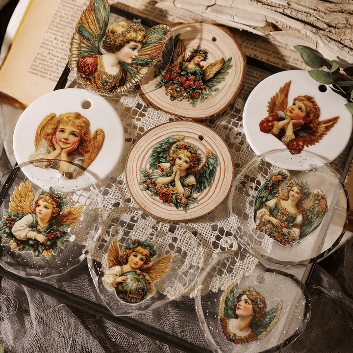 Christmas Angel Vintage Transfer Stickers - Desk Cosmos
