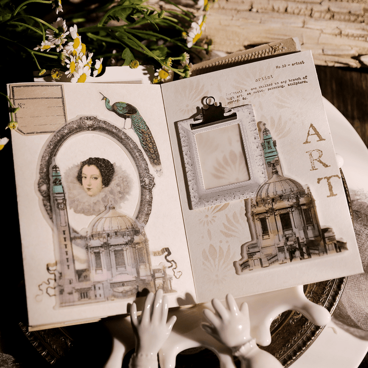 Medieval Classic Copperplate Journal Stickers—Character, architecture, airplane, knight - Desk Cosmos