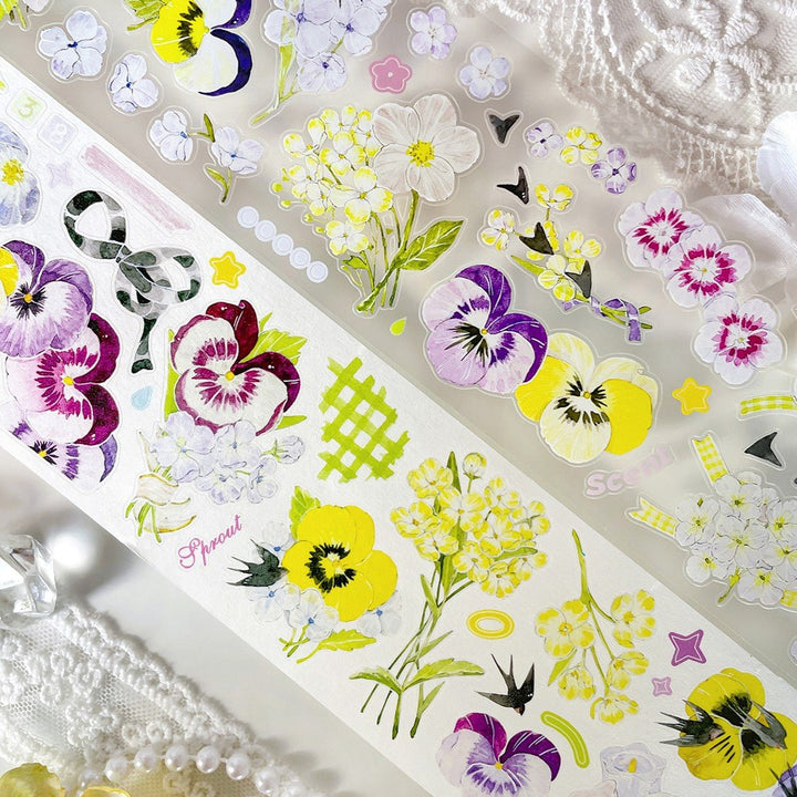 White Yellow Purple Floral Die - cut Tape - Desk Cosmos