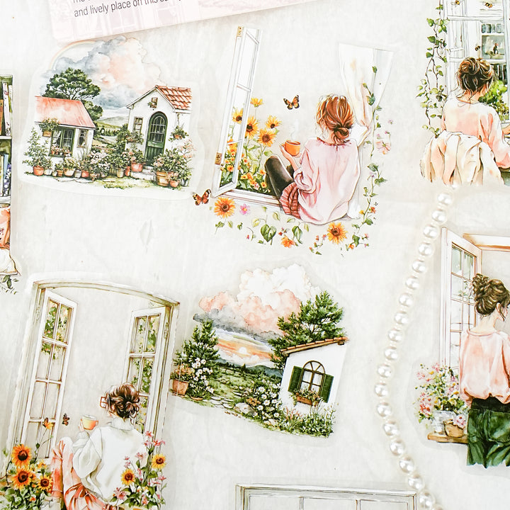 Window Scenery Weather PET Stickers - Desk Cosmos