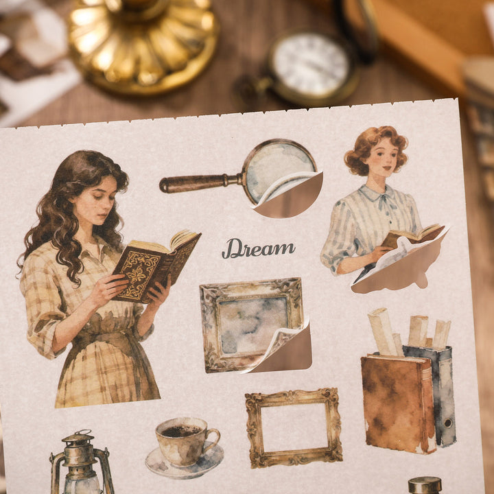 Reading Time Vintage Pre - cut Sticker Book - Desk Cosmos