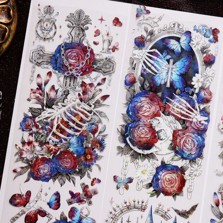 Gothic Skeleton Blood Red Rose Tape - Desk Cosmos