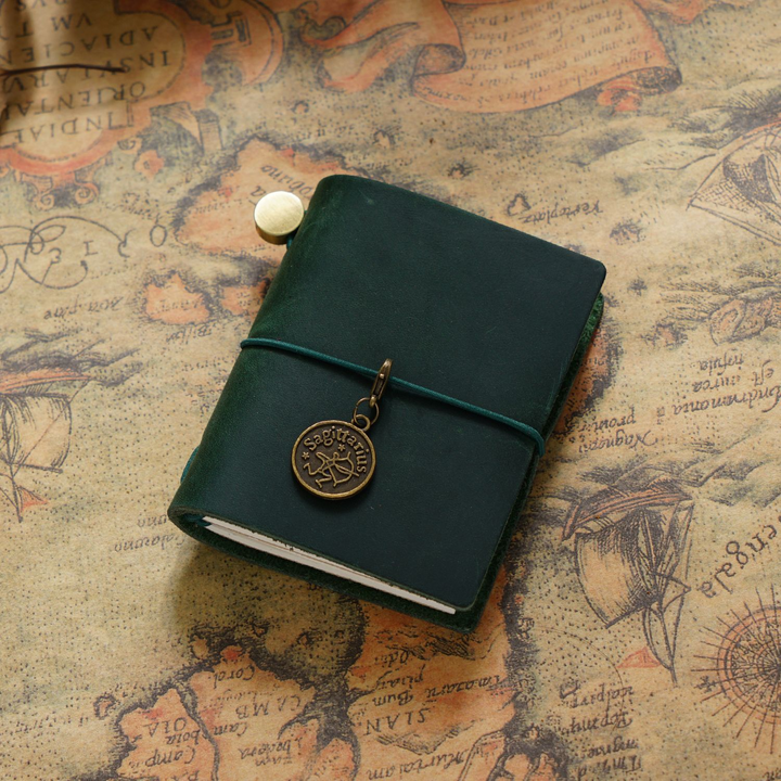 Traveler's Dark Green Crazy Horse Leather Mini Journal Natural Look