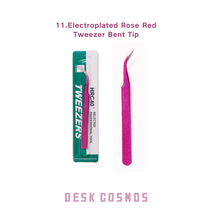 Ice Bloom Electroplated Rose Bent Tip Tweezers