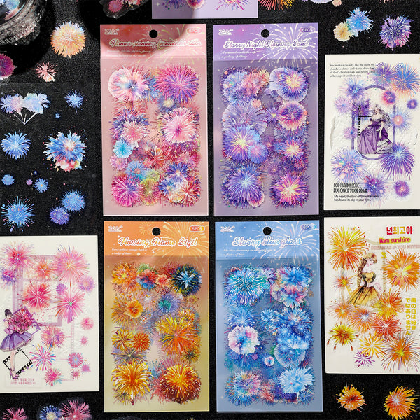 Fireworks and Flowing Light Die-cut PET Stickers