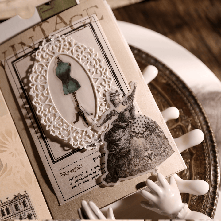 Medieval Classic Copperplate Journal Stickers—Character, architecture, airplane, knight - Desk Cosmos