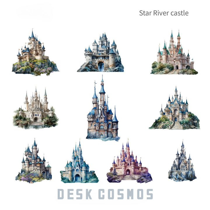 Fantasy Castle Series Star River Castle PET Stickers Fantasy Theme