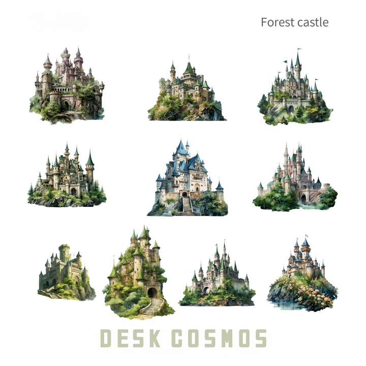 Fantasy Castle Series Forest Castle PET Stickers Dream Design