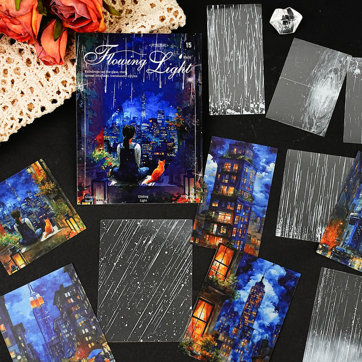 Rainy Cityscape Decorative PET Sticker - Desk Cosmos