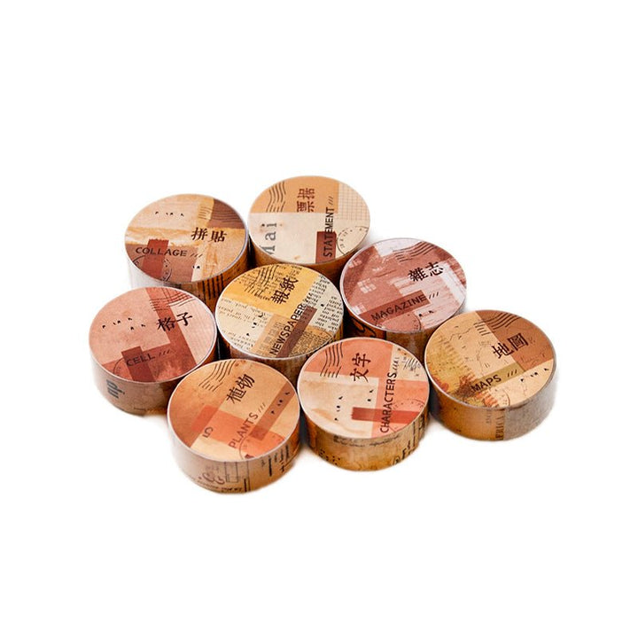 Vintage Washi Tape – Receipt, Plant, Map, Text - Desk Cosmos