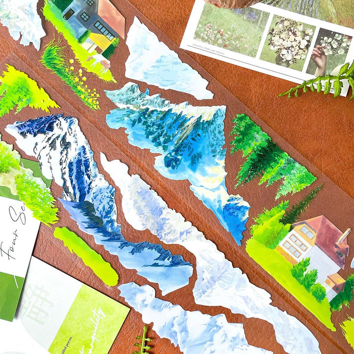Green on the Snowy Peaks – PET Scenery Tape - Desk Cosmos