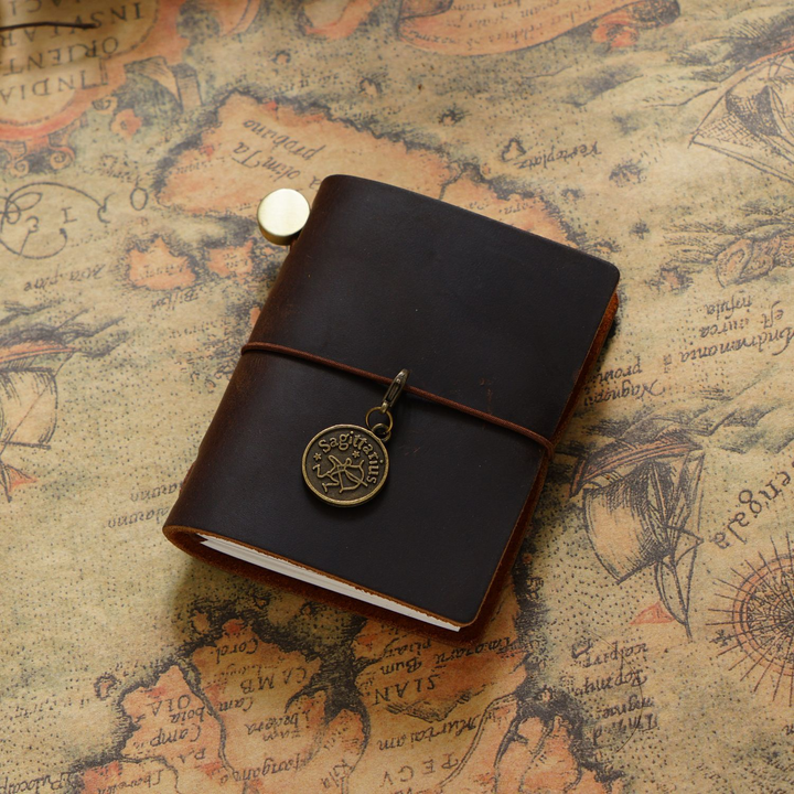 Traveler's Coffee Crazy Horse Leather Mini Journal Handmade Feel