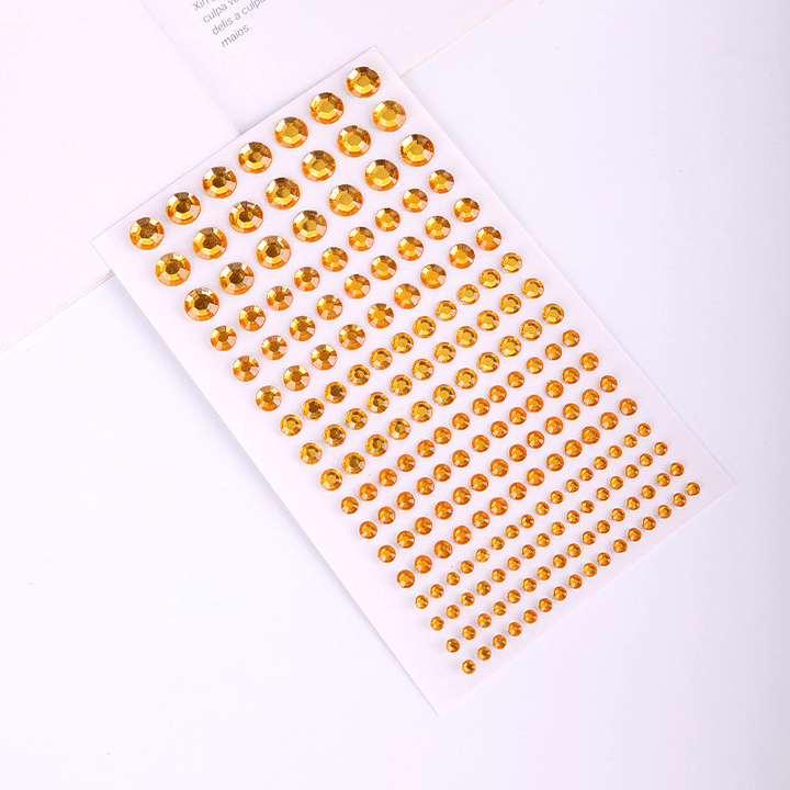 Crystal Sticker Set Golden Yellow 3D Crystals Polka Dots Sparkling