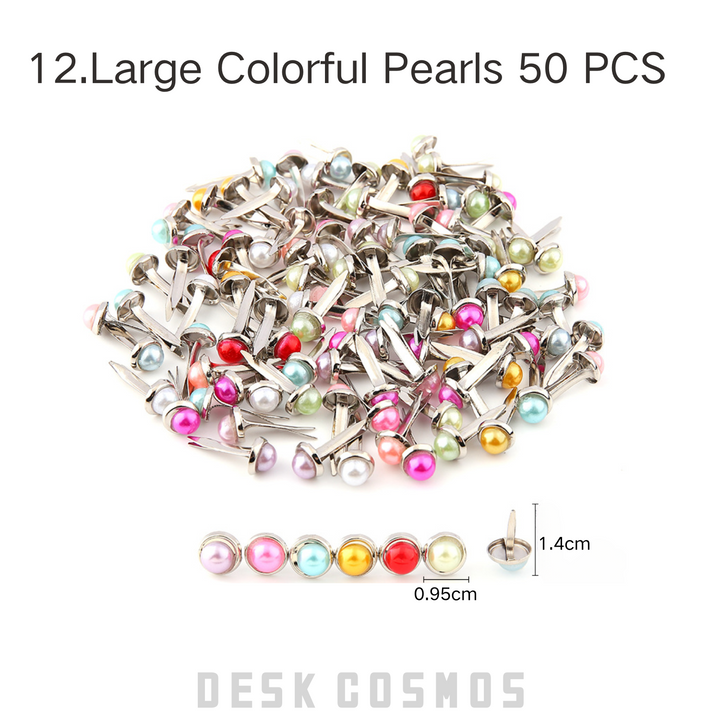 Large Pearl-styled Two-pronged Pins for Elegant Scrapbooking and DIY Decor