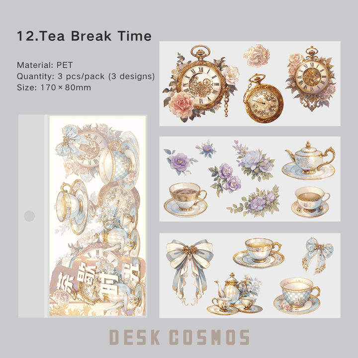 Time Notes Tea Break PET Stickers Relaxed Aesthetic