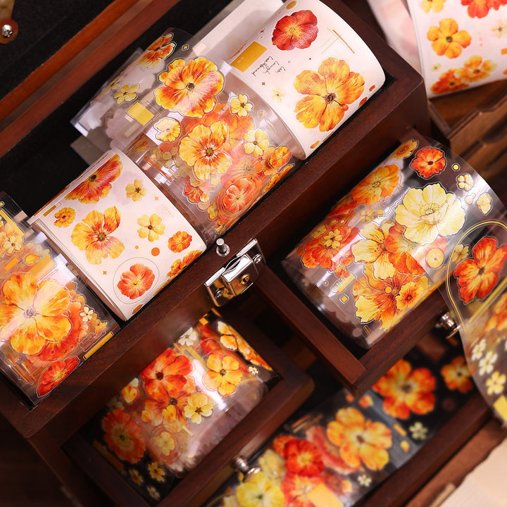 Vintage Yellow - Orange Floral Die - cut Tape - Desk Cosmos