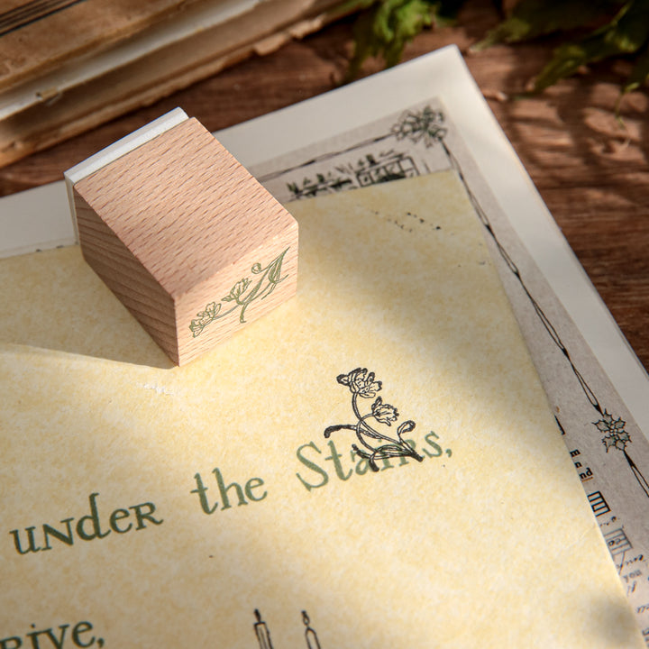 12 Pieces Retro Tea Party Wooden Stamps for Planner Decoration