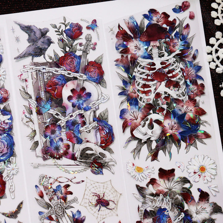 Gothic Skeleton Blood Red Rose Tape - Desk Cosmos