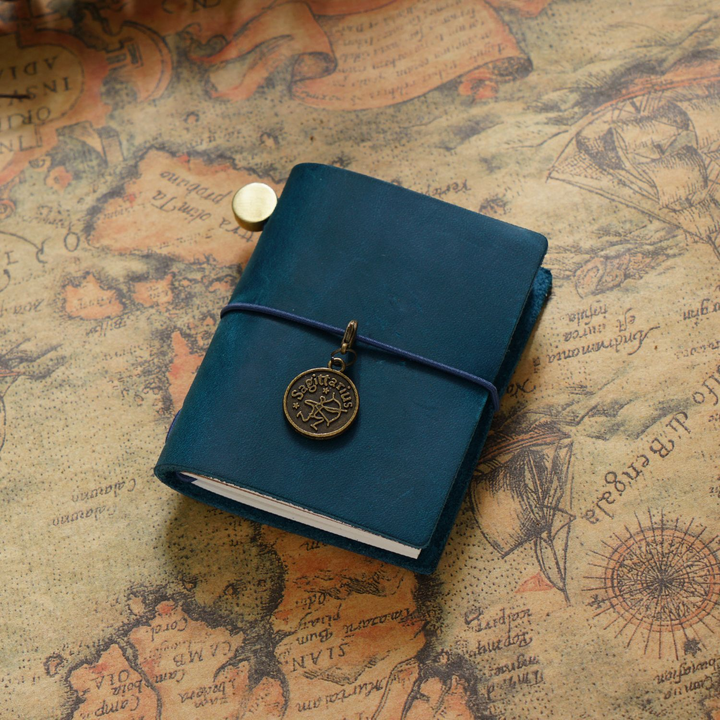 Traveler's Blue Crazy Horse Leather Mini Journal Unique Vintage