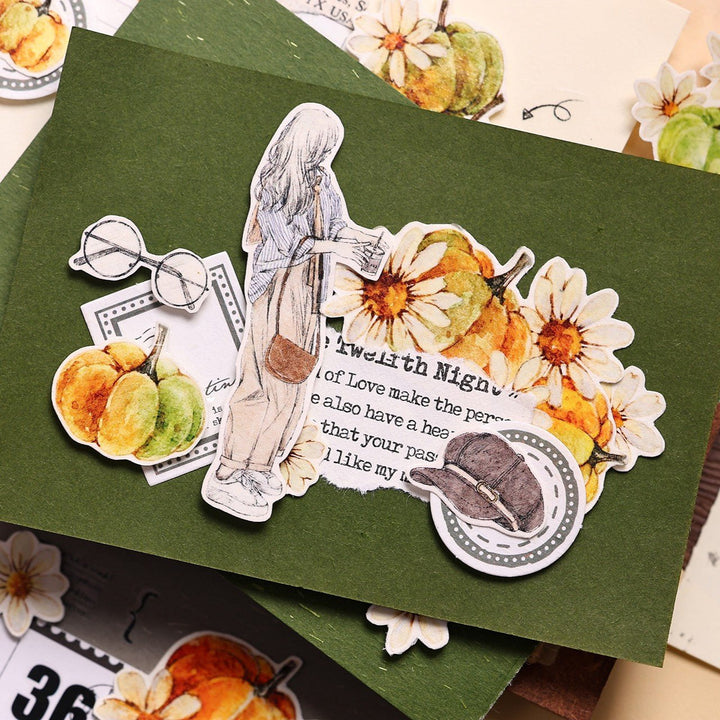 Vintage Pumpkin Floral Die - cut PET Tape - Desk Cosmos