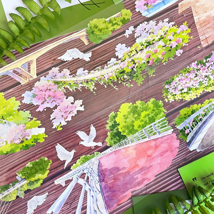 Floral Hanging Walkway Scenery PET Tape - Desk Cosmos