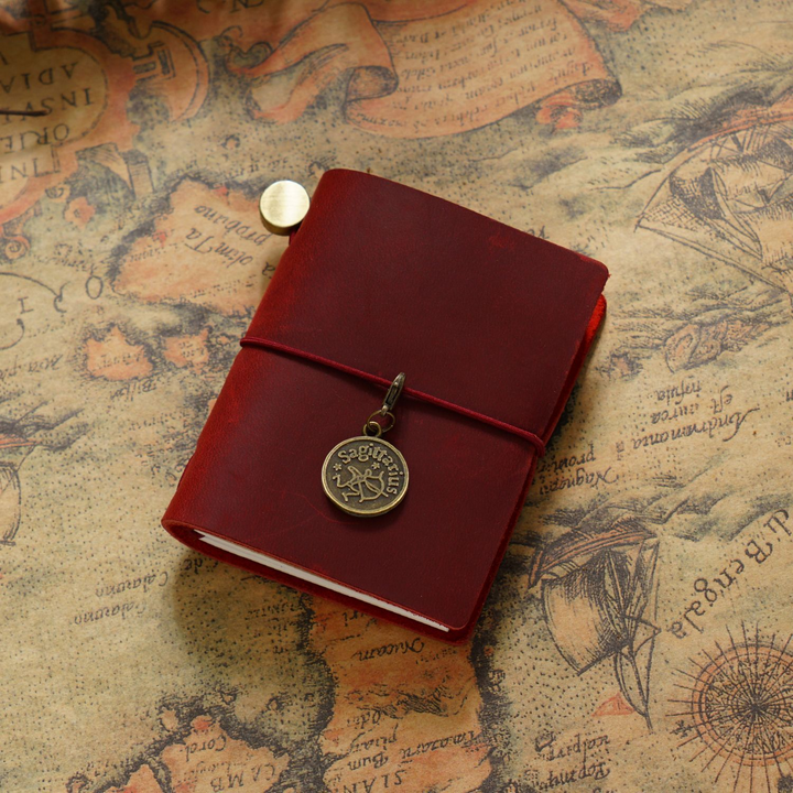 Traveler's Wine Red Crazy Horse Leather Mini Journal Luxurious Feel