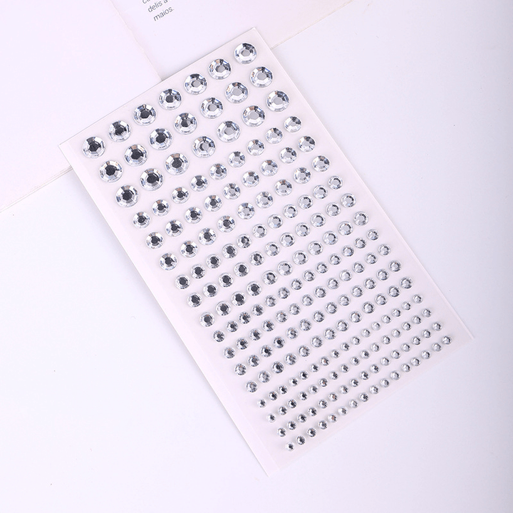 Crystal Sticker Set White 3D Crystals Polka Dots Elegant