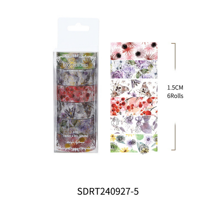 Floral Washi Tapes Seasonal Golden Time Elegant Flower Design
