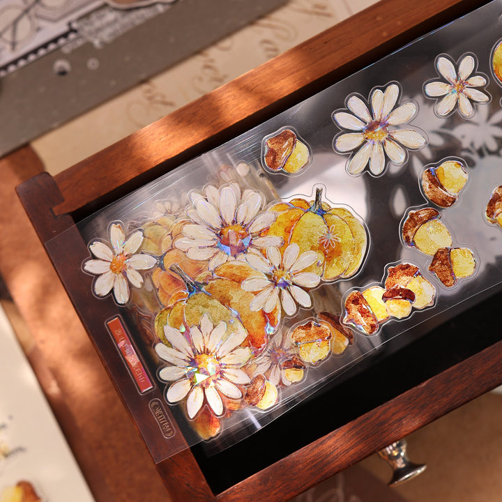 Vintage Pumpkin Floral Die - cut PET Tape - Desk Cosmos