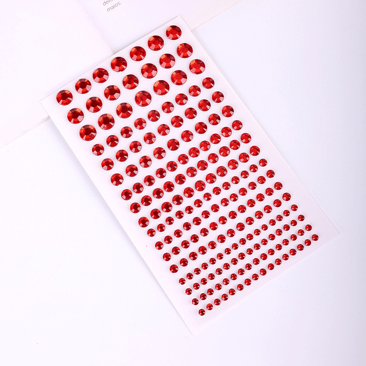 Crystal Sticker Set Bright Red 3D Crystals Polka Dots Artistic