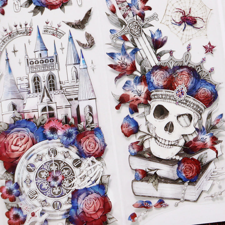 Gothic Skeleton Blood Red Rose Tape - Desk Cosmos