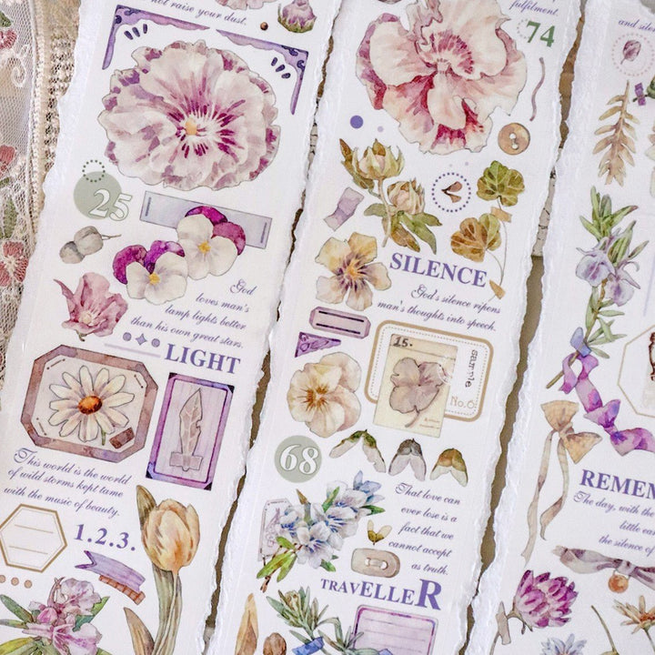 Pastel Floral Die - cut Vintage Washi Tape - Desk Cosmos