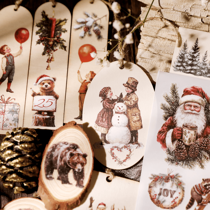 Christmas Santa Animal Transfer Stickers - Desk Cosmos