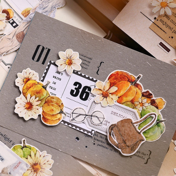 Vintage Pumpkin Floral Die - cut PET Tape - Desk Cosmos