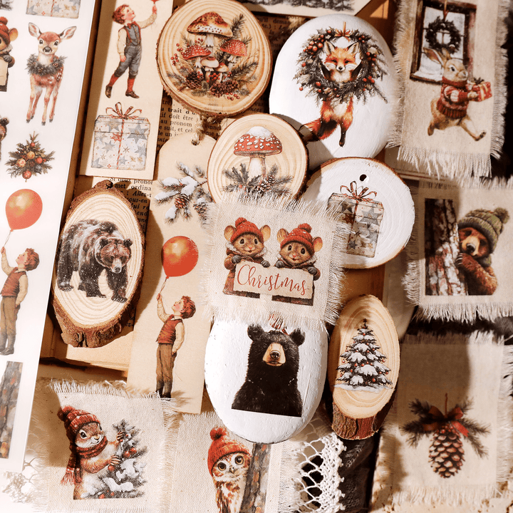 Christmas Santa Animal Transfer Stickers - Desk Cosmos