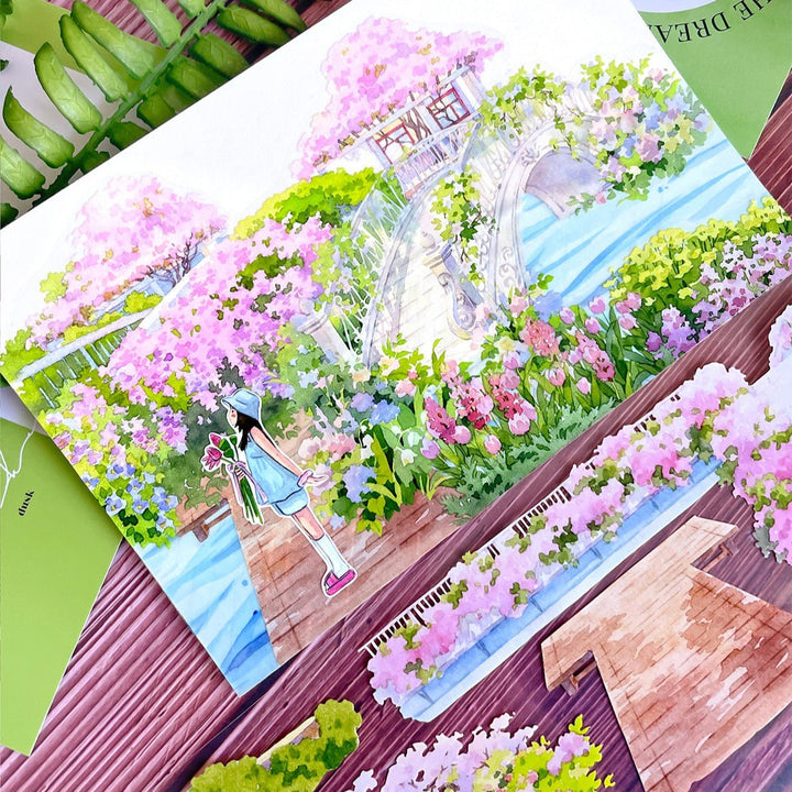 Floral Hanging Walkway Scenery PET Tape - Desk Cosmos