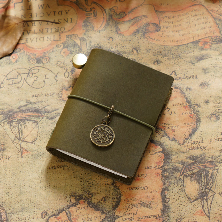 Traveler's Olive Green Oil Wax Leather Mini Journal Natural Tones